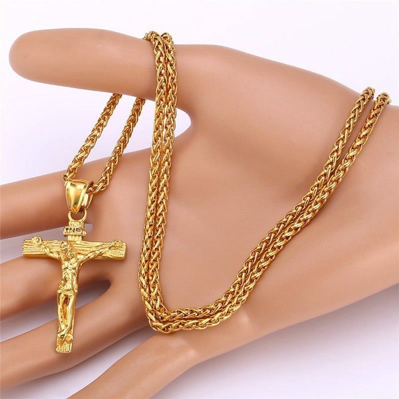 Pendentif croix en plaqué or 18 carats